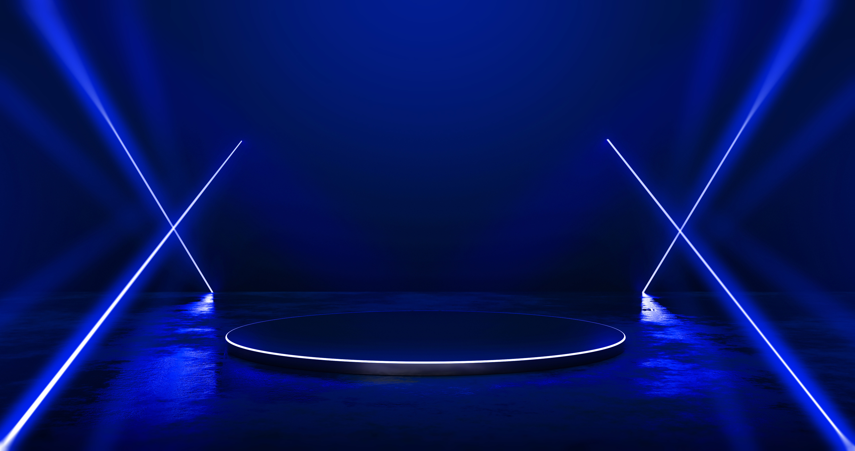 Futuristic abstract blue neon light product background stage